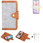 Felt Case + earphones for Samsung Galaxy M13 5G Cover light grey