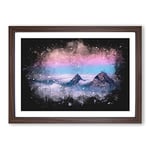 Big Box Art Clouds Over The Swiss Mountains Paint Splash Framed Wall Art Picture Print Ready to Hang, Walnut A2 (62 x 45 cm)