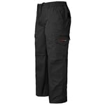 2k16Jan MENS ELASTICATED WAIST SUMMER COTTON CARGO COMBAT LONG TROUSERS ZIP[Black ,XXL]