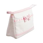 Filet - Trousse de Voyage avec Fermeture à Glissière, Enveloppe avec Poche en Toile Aida à Broder, Organisateur de Produits de Beauté, 100% Made in Italy, Dimensions 24x16x6 cm, Couleur Blanc et Rose