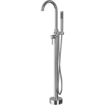 Robinet de baignoire sur pieds, Mitigeur de baignoire acier inox monocommande, Douchette, flexible et corps de base inclus - Chrome - NT3127 2.0