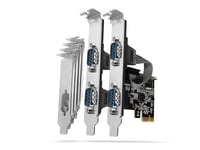 Axagon Pcea-Psn Pcie-Adapter Mit 4X Seriell-Ports - Asix Ax99100 Chipsatz, Pcie, Rs-232, Hankoppling, Fullhöjd/Låg Profil, Pcie 2.0, Rs-232