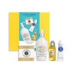 L'OCCITANE - Coffret Corps Douceur - Savon Karité Lait, Voile de Lait Corps Amande, Huile de Douche Amande et Crème Mains Karité - Fabriqué en France