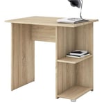 Bureau pour enfant ou adulte NOVA, bureau informatique table d'ordinateur rangement ouvert 2 tablettes, en mélaminé chêne sonoma