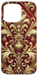 Coque pour iPhone 15 Pro Max Motif baroque rouge et beige royal