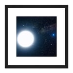 Space NASA Binary Stars Sirius A B Illustration 8X8 Inch Square Wooden Framed Wall Art Print Picture with Mount