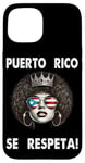 Coque pour iPhone 15 Puerto Rico Se Respeta Afro Boricua Queen Crown Lunettes de soleil