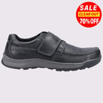 Hush Puppies Casper Touch Fastening Leather MEMORY FOAM Mens Shoes Black