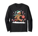 Gingerbread Man Playing Basketball - Christmas Sports Fun Long Sleeve T-Shirt