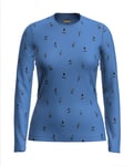 Icebreaker Women Merino 200 Oasis LS Crewe Ski Day Blue - 2st. kvar  - Alpingaraget