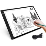 AAIWTD Tablette Lumineuse A3 Ultra-Mince Portable,3 Luminosité LED Réglable,Table à Dessin pour Broderie Diamant Esquisse Animatio