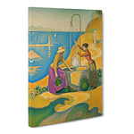 Women At The Well By Paul Signac Classic Painting Canvas Wall Art Print Ready to Hang, Framed Picture for Living Room Bedroom Home Office Décor, 20x14 Inch (50x35 cm)