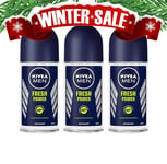 Nivea Men Fresh Power Roll-On Deodorant Long Lasting 50ml 3-Pack