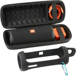 Khanka Hard Case+Silicone Cover+Carabiner Replacement for JBL Flip 5 Portable Bl