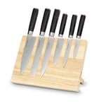 ECHTWERK Set de couteaux damassés 7 pièces, Couteau de chef, Couteau à pain, Couteau à fileter, Couteau Santoku, Couteau universel, Couteau à éplucher, Bloc à couteaux magnétique
