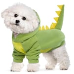 Lelepet Dog Dinosaur Costume Warm Fleece Winter Dog Hoodie for Small Medium Large Dogs, Funny Dog Halloween Costume Dog Cosplay Outfit Pet Dinosaur Hoodie Dog Fancy Dress for Holiday Party, 2XL