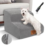 Myiosus Dog Steps for Sofa, Dog Stairs 2 Steps Waterproof Foam Pet Steps for Small Dogs & Cats, Injured Pets up to 50 lbs, Non-Slip Dog Ramps for Bed with Removable Cover, 30cm H, Grey