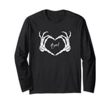 Boo! Funny Skeleton Hands Heart Halloween Costume Long Sleeve T-Shirt