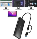 USB C Docking Station 3 Monitors Compatible avec Mac M1/M2/M3/Windows, Triple Display Station Accueil avec 3xHDMI, 3xUSB 3.0, SD/TF, and 100W PD Soutien HDMI Splitter Extend Display 3 Monito.[S748]