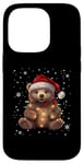 Coque pour iPhone 14 Pro Ours de Noël Lumières de Noël Père Noël Ours en peluche Noël