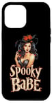 Coque pour iPhone 12 Pro Max Spooky Babe Sorcière avec fleurs pour Halloween