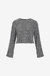 Vila - Paljettblus viSanadu O-neck LS Glitter Cropped - Silver