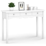 Table de Console en Bois avec 3 Tiroirs, Meuble de Rangement Moderne Montage Facile, pour Salon, Chambre, Bureau, Entree, Blanc, 100 x 32 x 75CM