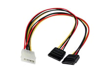 StarTech.com 12in LP4 to 2x SATA Power Y Cable Adapter - Molex to to Dual SATA Power Adapter Splitter - strømforsyningsadapter - 4-PIN intern strøm til SATA strøm