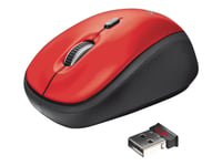 Trust Wireless Mouse Yvi - Mus - Optisk - Trådløs - 2.4 Ghz - Usb Trådløs Mottaker - Rød