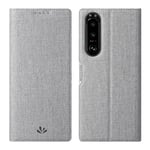 Foluu for Sony Xperia 5 III Case, Flip Folio Wallet Case Slim Premium PU Leather Case ID Credit Card Slots Kickstand Magnetic Closure TPU Bumper Cover for Sony Xperia 5 III 2021 (Gray)