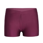 Hansber Girls Kids V Front Stretchy Shorts Briefs Wide Elastic Waistband Hot Pants for Yoga Gymnastics Burgundy 7-8 Years