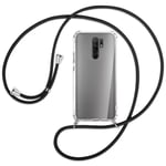 Collier pour Xiaomi Redmi 9 noir (A) Etui Coque de protection avec cordon