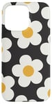 iPhone 15 Pro Max Cute Black White Aesthetic Flowers Floral Retro Daisy Women Case