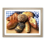 Big Box Art Bakery Bread Rolls (2) Framed Wall Art Picture Print Ready to Hang, Oak A2 (62 x 45 cm)