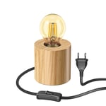 Lampe de table HITO, bois massif, ronde, incl. ampoule E27 471lm rétro or