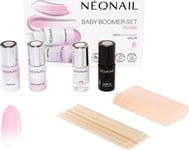 Neonail_Set Baby Boomer Rose Neglebase 7,2 Ml + Hvit Hybrid Neglelakk 6,5 Ml + Hybrid Topp 7,2 Ml + Trepinner 10 Stk + Ombre Svamper 8 Stk