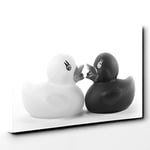 Big Box Art Rubber Ducks Opposites Attract Canvas Wall Art Print Ready to Hang Picture, 30 x 20 Inch (76 x 50 cm), Multi-Coloured