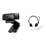 Pack Logitech HD Pro C920 Webcam Full HD 1080p avec microphone intégré et Logitech PC 960 Casque PC USB Noir