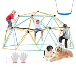 VEVOR Climbing Dome, 10FT Geometric Dome Climber with Hammock and Swing, for Kids 3 to 10 Years Old, Jungle Gym Supports 750LBS and Easy Assembly, with Climbing Grip, Outdoor Backyard Play Equipment