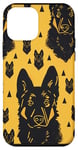 Coque pour iPhone 12 mini Jaune Géométrique Noir Berger Allemand Art