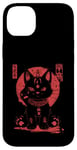 Coque pour iPhone 14 Plus Chat Maneki-Neko en colère porte-bonheur avec art japonais Kanji