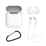 Apple AirPods 1/2 4-i-1 Fodral Halsrem Earhooks Vit vit