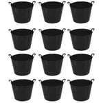 [Set of 12] 40L Flexi Trug Tubs Black Toy Feed Water Storage Garden Buckets U.K.