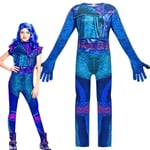 Descendants 3 Audrey Mal Cosplay Kostym Jumpsuit för tjej 9-10 Years Blue 7-8 Years