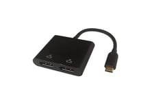 DELTACO USB-C til 2 x Displayport 4K/60Hz HUB 0,1m