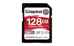 KINGSTON 128GB CANVAS REACT PLUS SDXC UHS-II 280R/100W U3 V60 FOR FULL HD/4K (SDR2V6/128GB)