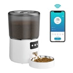 Distributeur automatique de nourriture pour chat 4L, distributeur de nourriture pour chat et chien, application connectée, blanc