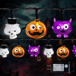 70 LED Pumpa Spindel Skalle Ljusslingor - 22,6ft Orange Lila Vit Halloween Ljusslingor med Tidfunktion, Anslutningsbar Belysning för