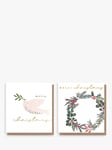 Caroline Gardner Dove with Sprig & Foliage Wreath Charity Christmas Cards, Pack of 8