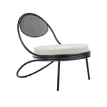 Gubi - Copacabana Outdoor Lounge Chair - Seat Upholstered, Black Semi Matt Base, PG. A Upholstery Leslie Stripe, Limonta 20 - Matstolar utomhus - Mathieu Matégot - Grå,Vit - Textilmaterial